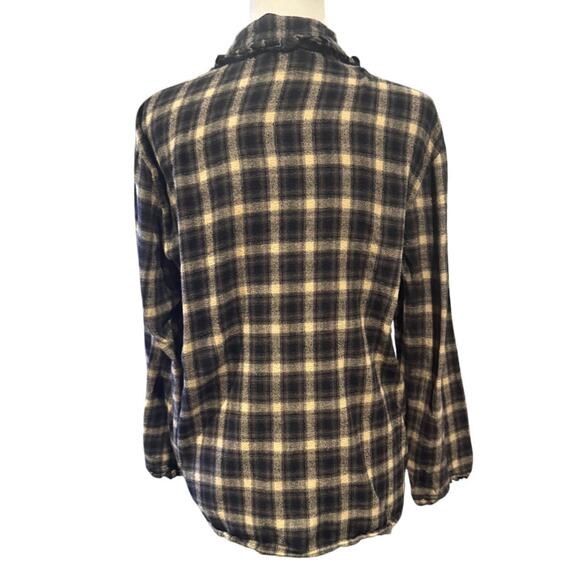 SUNDANCE Ruffle Collar Plaid Shirt Jacket Shacket - Size M - Picture 3 of 6